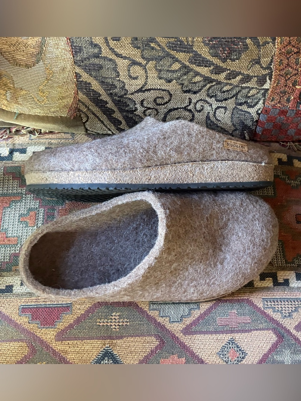 Stegmann Brown Felt Clog Mules - Women's Slip On